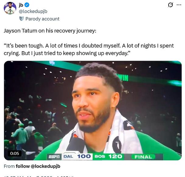 牛，凯尔特人队塔图姆伤愈复出仅11场比赛便荣膺NBA周最佳球员